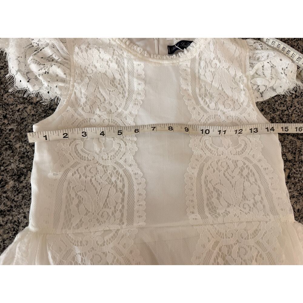 Trish Scully White Lace Tulle Layered Formal Dress Size 12 - Picture 6 of 8
